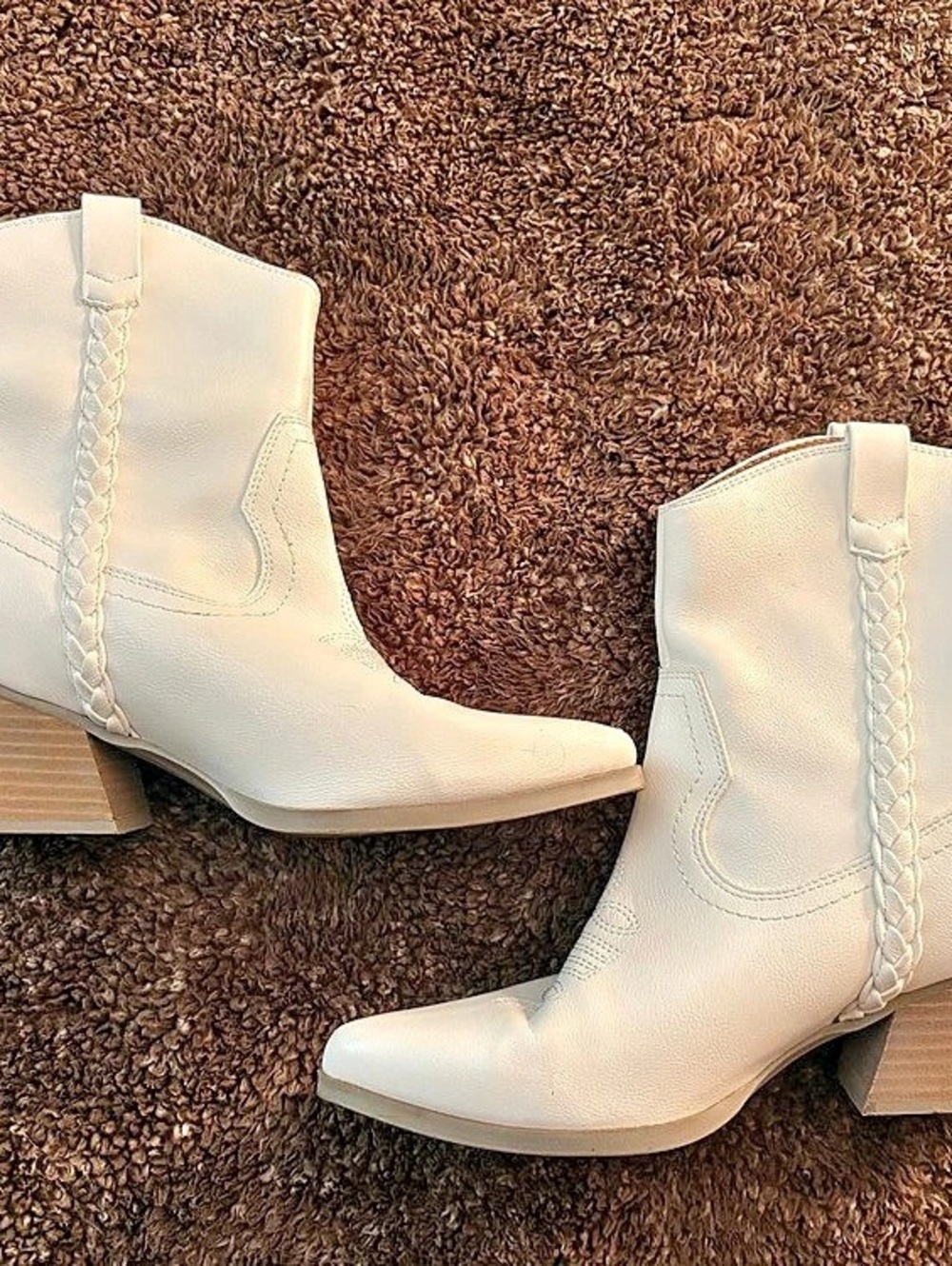 Western Ankle Boots in White Like New